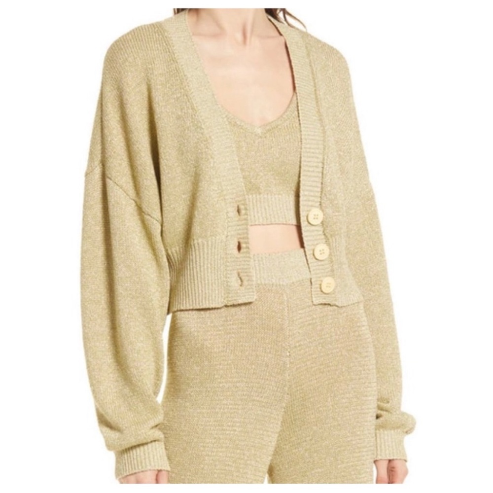NWT Open Edit Metallic Knit Cardigan *Flawed* Small